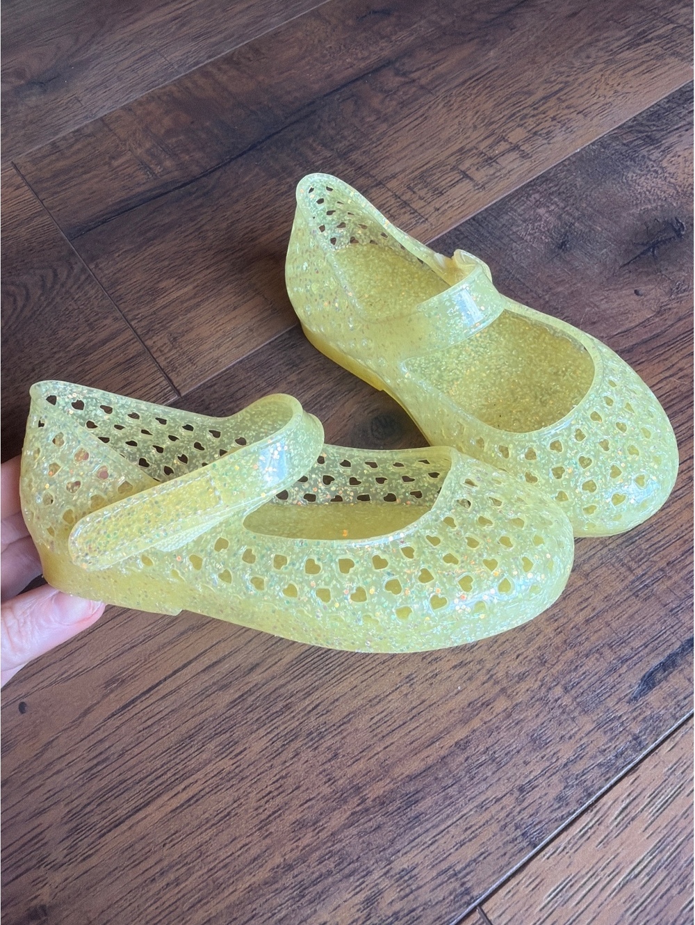 Mini Melissa Toddler Girls' Yellow Glitter Jelly Mary Jane Shoes